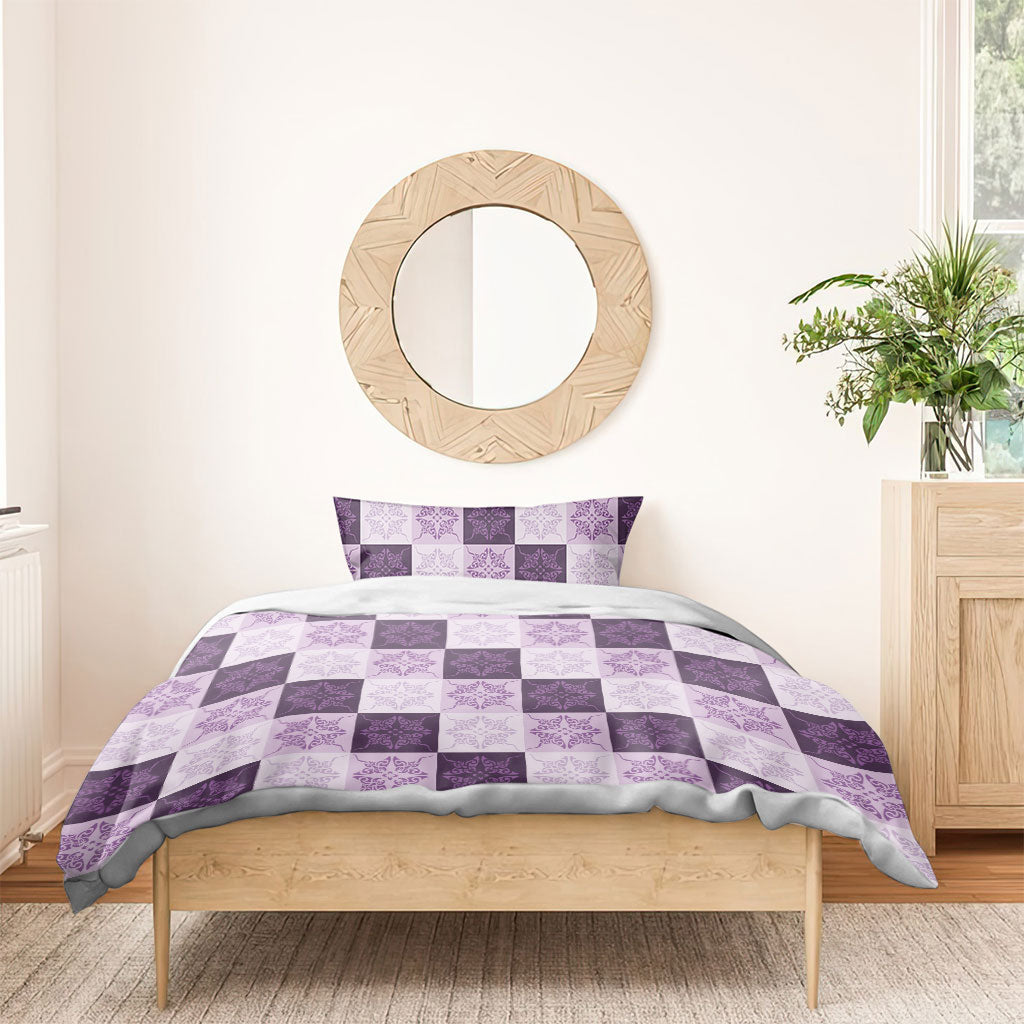 Lavender Manta Ray Hawaiian Quilt Motif Bedding Set