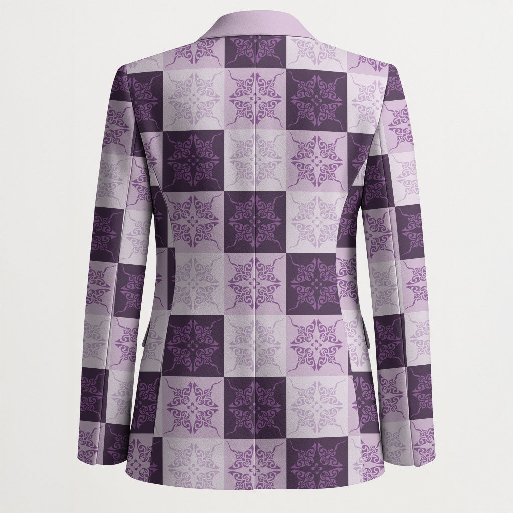 Lavender Manta Ray Hawaiian Quilt Motif Blazer