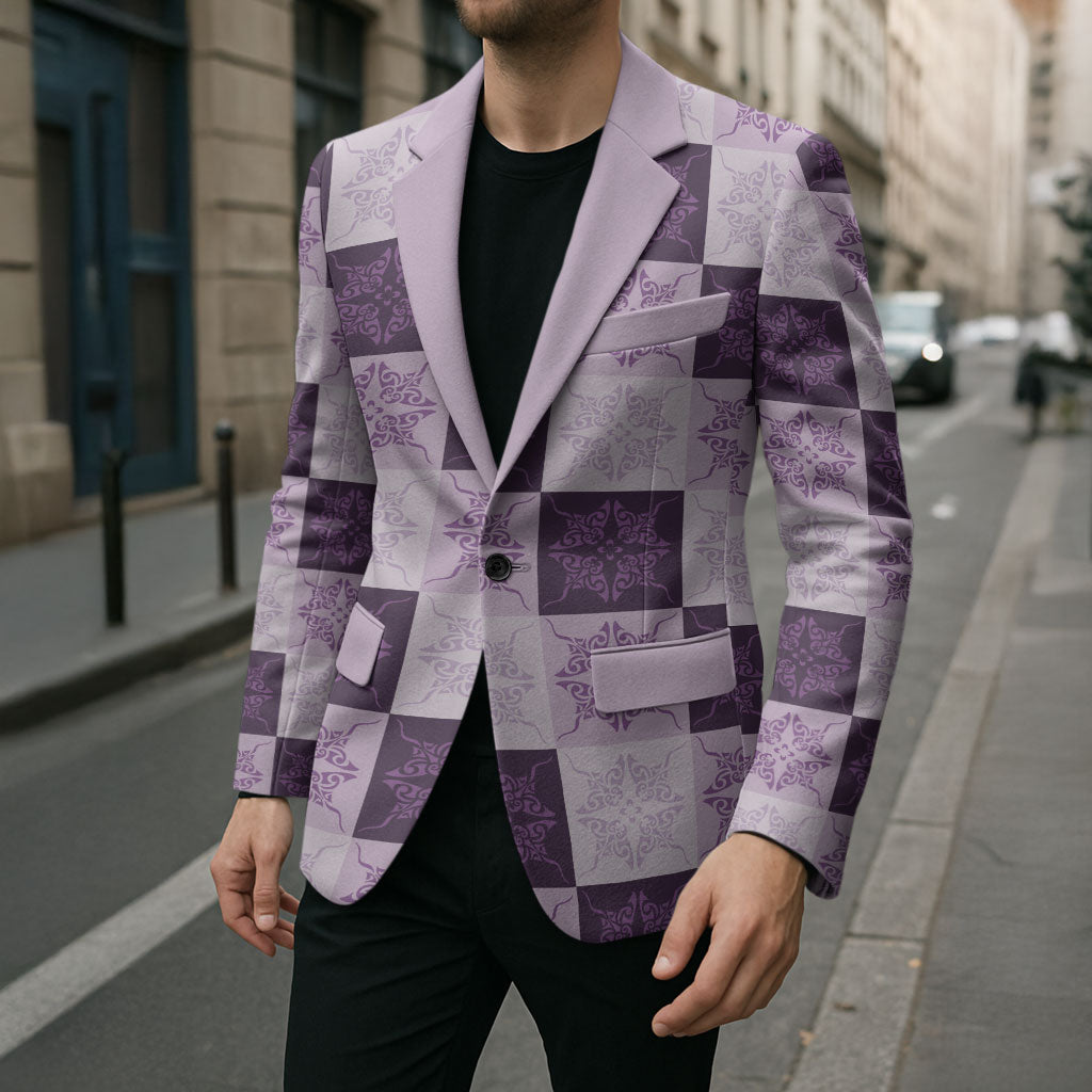 Lavender Manta Ray Hawaiian Quilt Motif Blazer