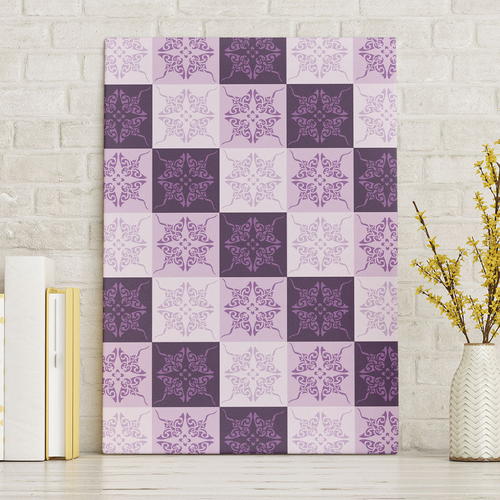 Lavender Manta Ray Hawaiian Quilt Motif Canvas Wall Art