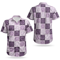 Lavender Manta Ray Hawaiian Quilt Motif Couples Matching Mermaid Dress and Hawaiian Shirt