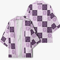 Lavender Manta Ray Hawaiian Quilt Motif Kimono