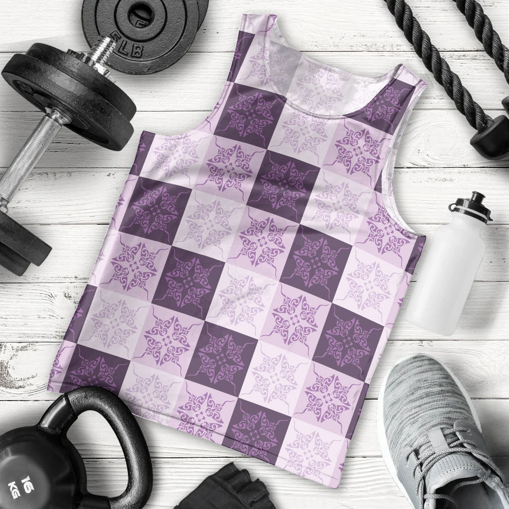 Lavender Manta Ray Hawaiian Quilt Motif Men Tank Top