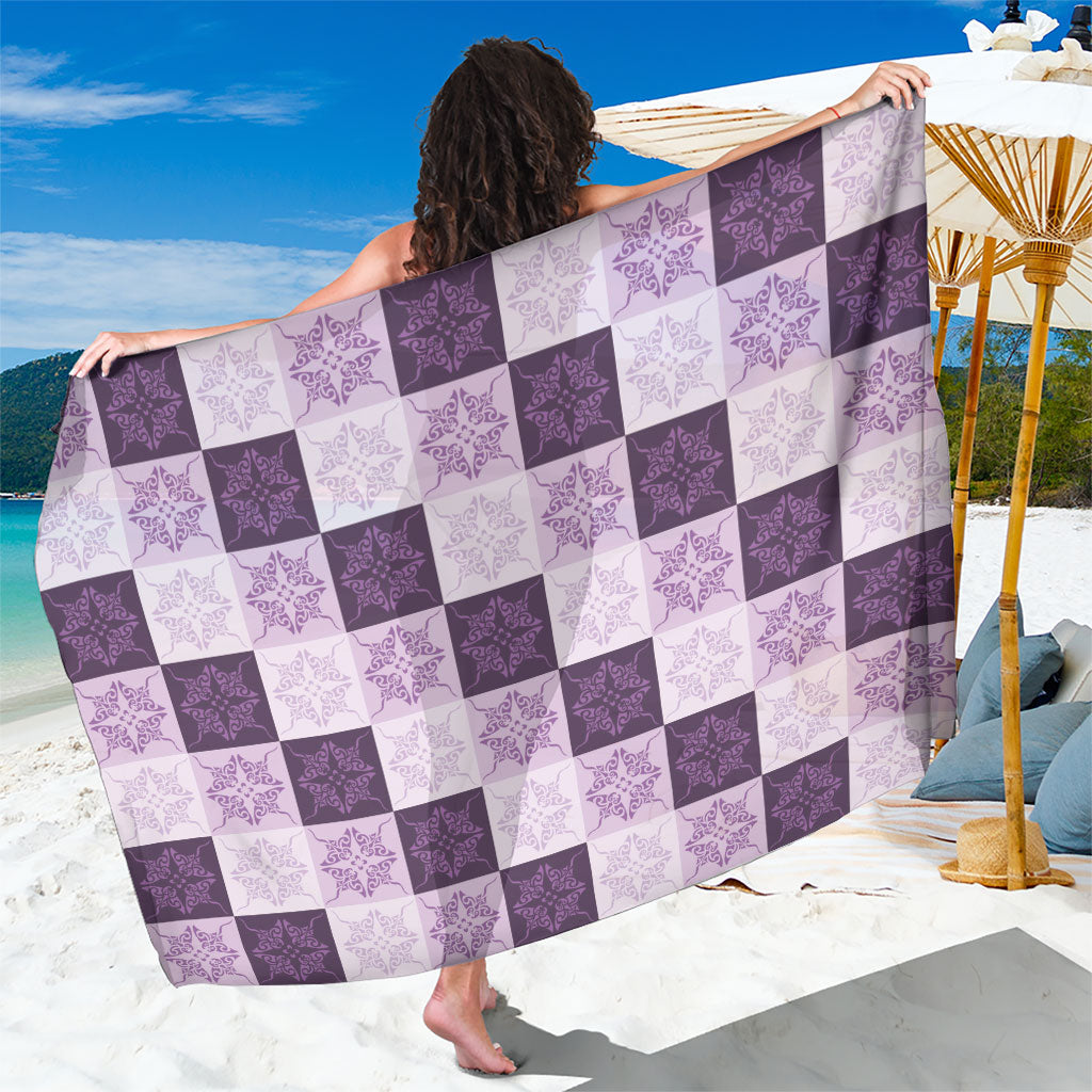 Lavender Manta Ray Hawaiian Quilt Motif Sarong