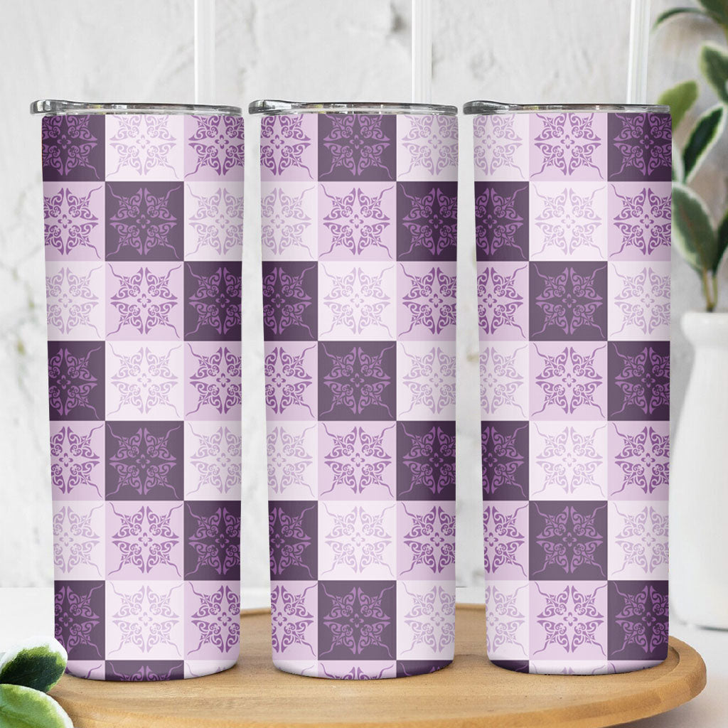 Lavender Manta Ray Hawaiian Quilt Motif Skinny Tumbler