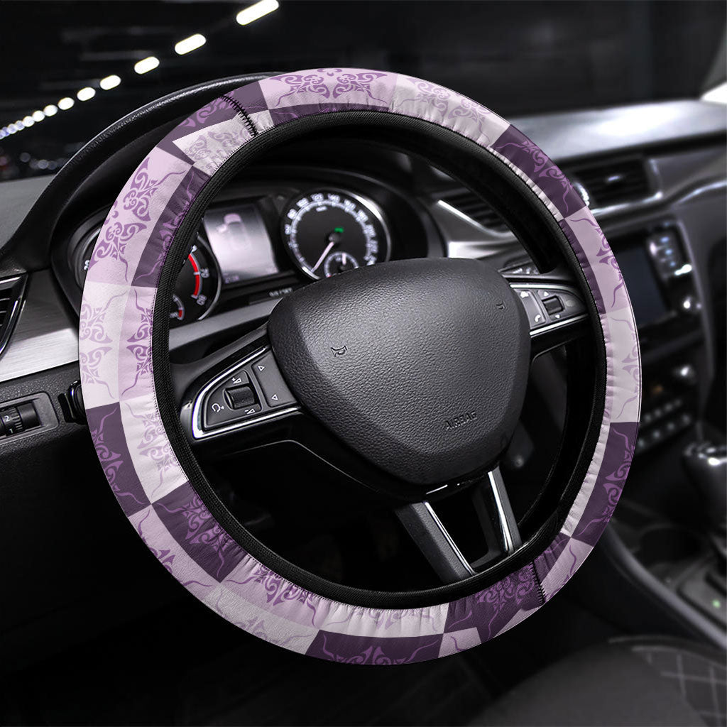 Lavender Manta Ray Hawaiian Quilt Motif Steering Wheel Cover