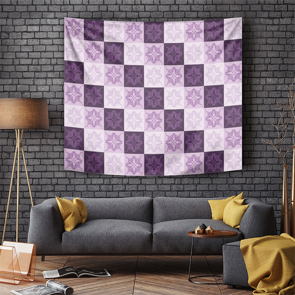 Lavender Manta Ray Hawaiian Quilt Motif Tapestry
