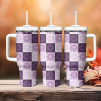 Lavender Manta Ray Hawaiian Quilt Motif Tumbler With Handle