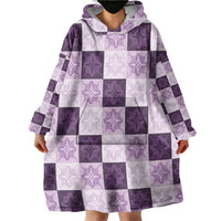Lavender Manta Ray Hawaiian Quilt Motif Wearable Blanket Hoodie