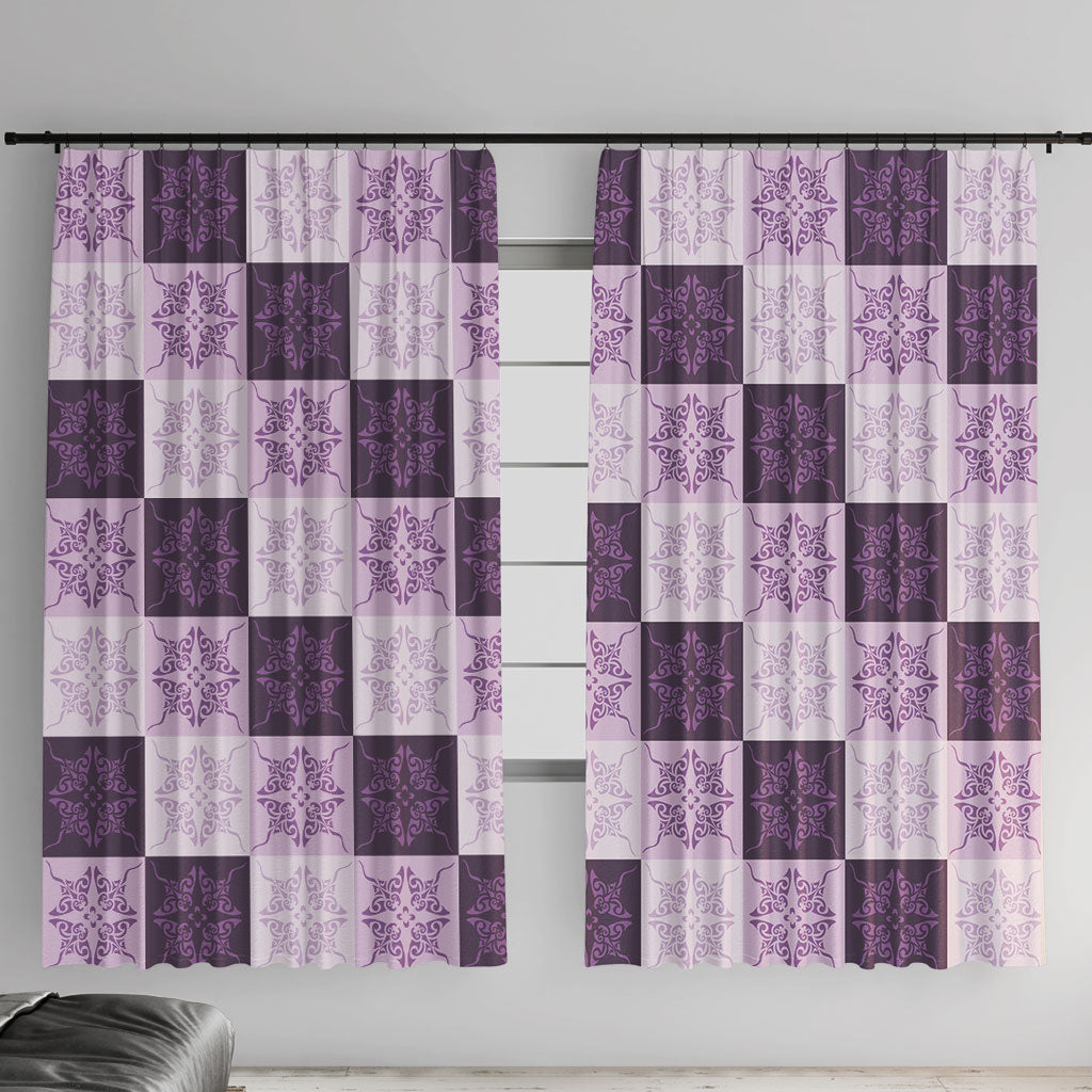 Lavender Manta Ray Hawaiian Quilt Motif Window Curtain