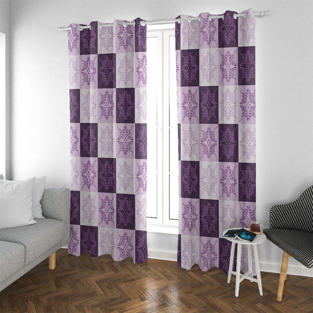 Lavender Manta Ray Hawaiian Quilt Motif Window Curtain