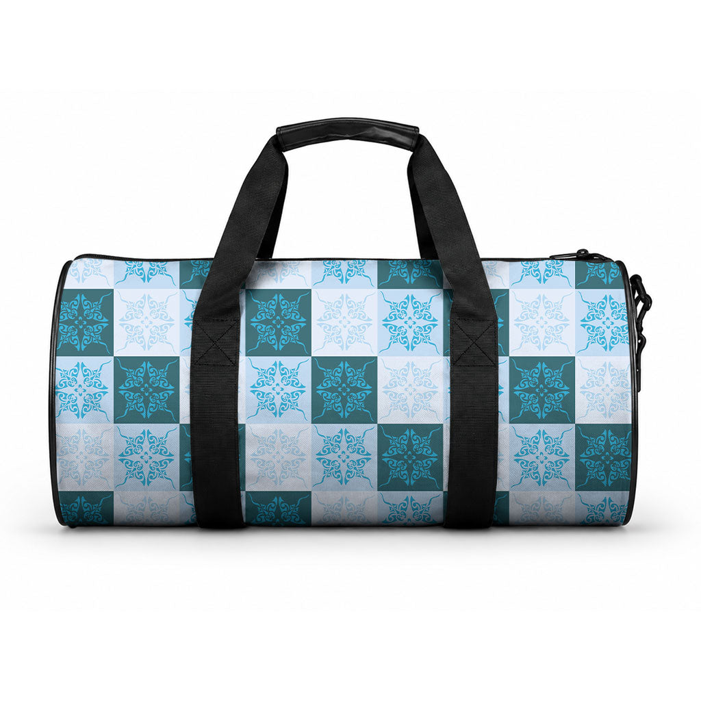 Cyan Manta Ray Hawaiian Quilt Motif Duffle Bag LT05 One size Blue - Polynesian Pride