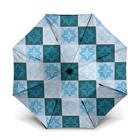 Cyan Manta Ray Hawaiian Quilt Motif Umbrella