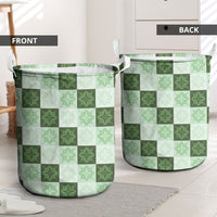 Sage Green Manta Ray Hawaiian Quilt Motif Laundry Basket