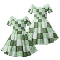 Sage Green Manta Ray Hawaiian Quilt Motif Family Matching Summer Maxi Dress and Hawaiian Shirt LT05 Daughter's Dress Green - Polynesian Pride