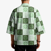 Sage Green Manta Ray Hawaiian Quilt Motif Kimono