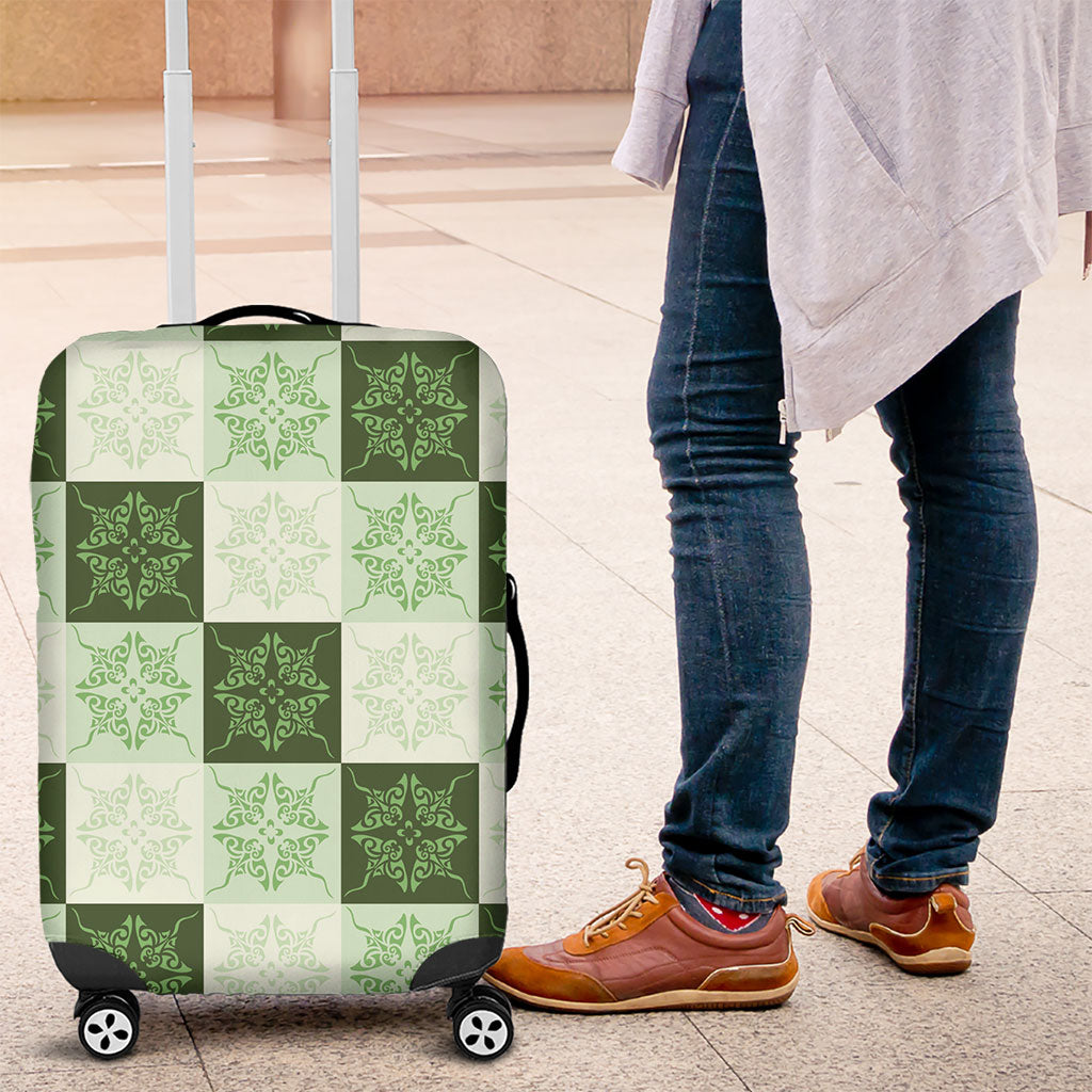 Sage Green Manta Ray Hawaiian Quilt Motif Luggage Cover LT05 Green - Polynesian Pride
