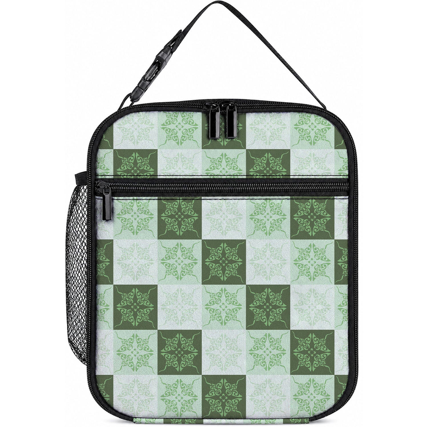 Sage Green Manta Ray Hawaiian Quilt Motif Lunch Bag