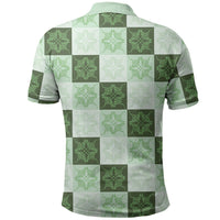 Sage Green Manta Ray Hawaiian Quilt Motif Polo Shirt