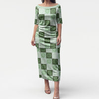 Sage Green Manta Ray Hawaiian Quilt Motif Puletasi