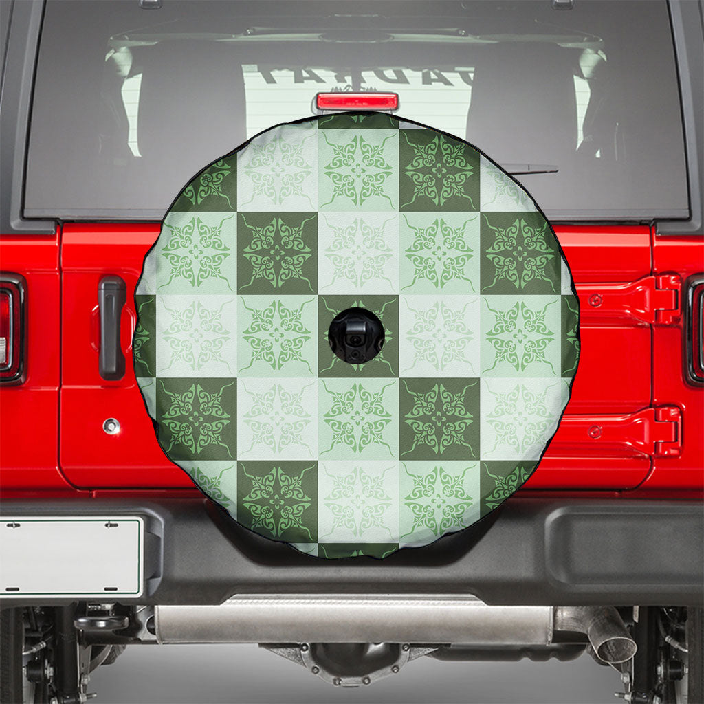 Sage Green Manta Ray Hawaiian Quilt Motif Spare Tire Cover