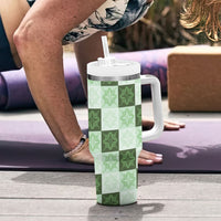 Sage Green Manta Ray Hawaiian Quilt Motif Tumbler With Handle