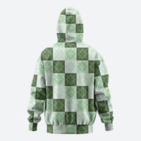 Sage Green Manta Ray Hawaiian Quilt Motif Zip Hoodie