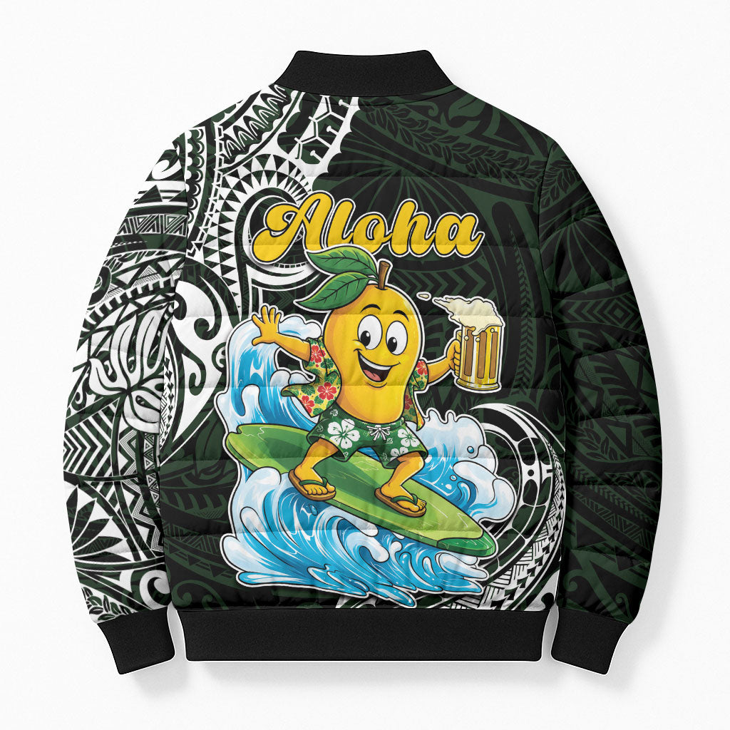Aloha Hawaii Mango Surfing Bomber Puffer Jacket Polynesian Style