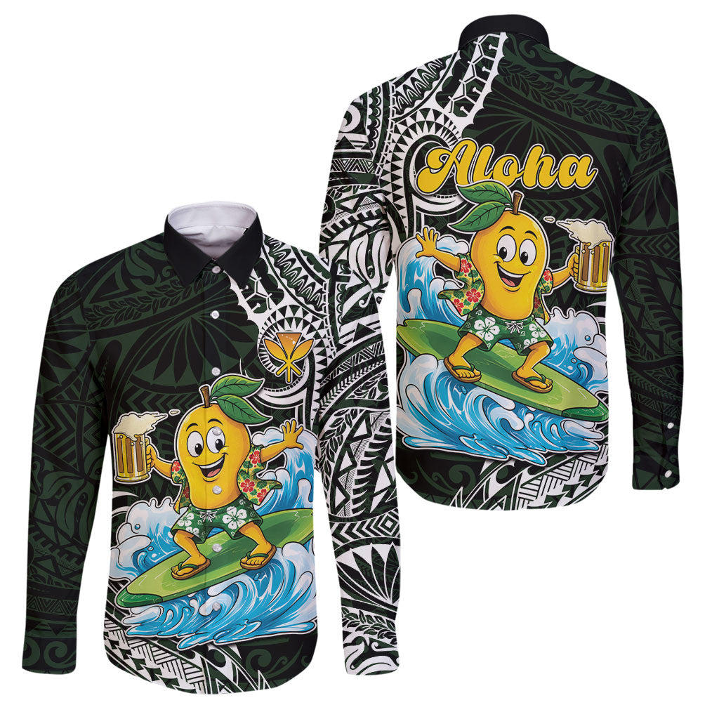Aloha Hawaii Mango Surfing Family Matching Tank Maxi Dress and Hawaiian Shirt Polynesian Style