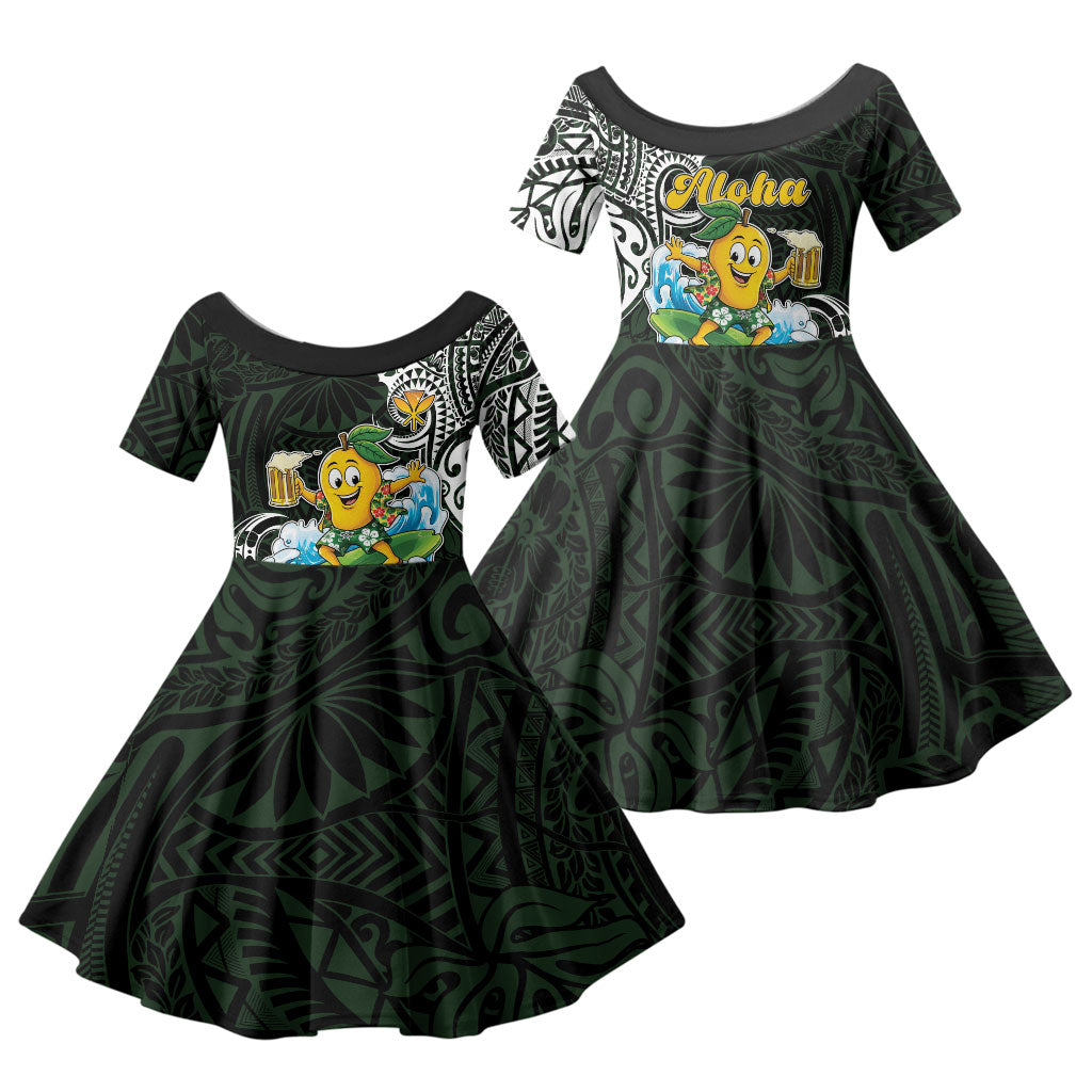 Aloha Hawaii Mango Surfing Family Matching Tank Maxi Dress and Hawaiian Shirt Polynesian Style