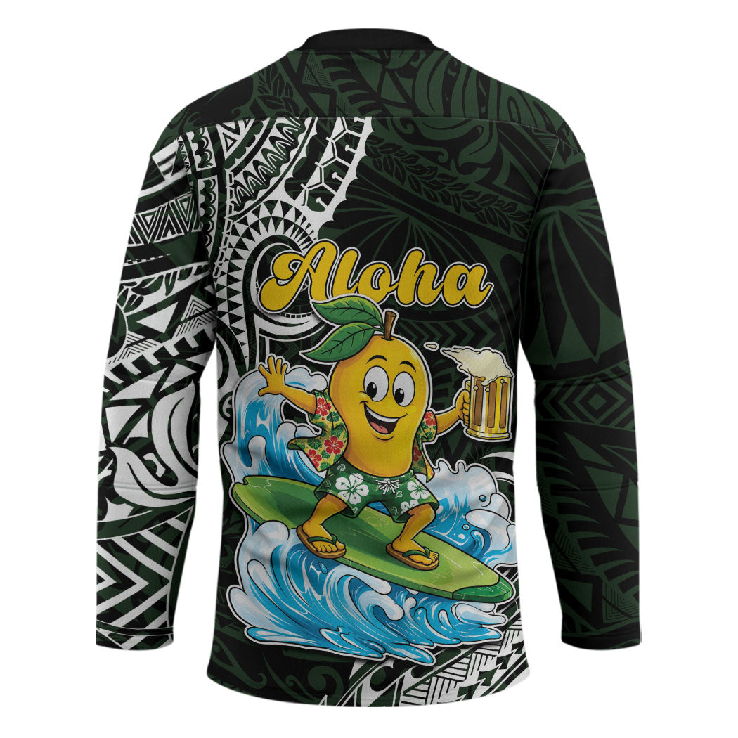 Aloha Hawaii Mango Surfing Hockey Jersey Polynesian Style