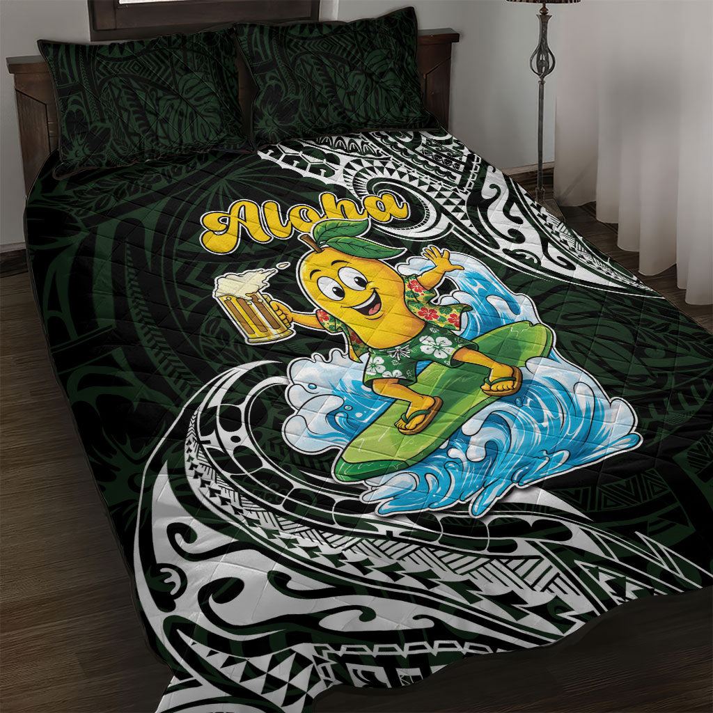 Aloha Hawaii Mango Surfing Quilt Bed Set Polynesian Style