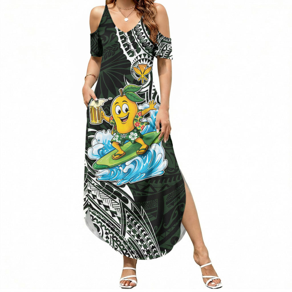 Aloha Hawaii Mango Surfing Summer Maxi Dress Polynesian Style