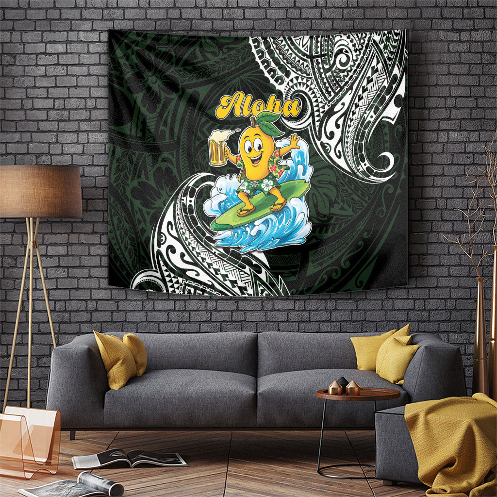 Aloha Hawaii Mango Surfing Tapestry Polynesian Style