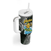 Aloha Hawaii Mango Surfing Tumbler With Handle Polynesian Style
