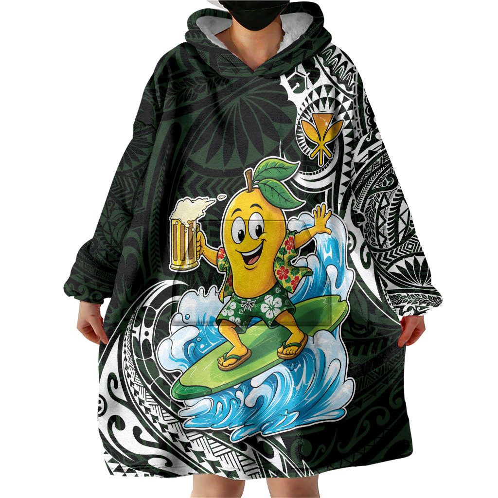 Aloha Hawaii Mango Surfing Wearable Blanket Hoodie Polynesian Style