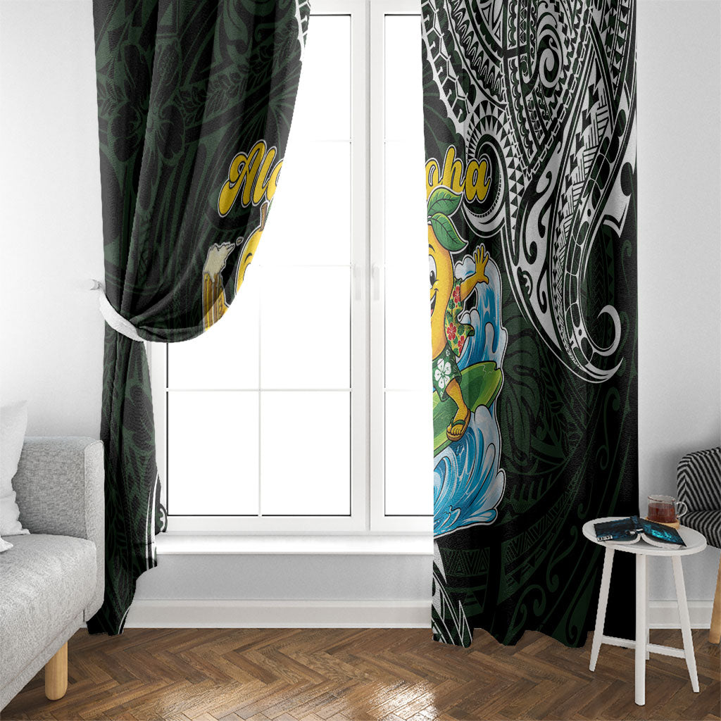 Aloha Hawaii Mango Surfing Window Curtain Polynesian Style