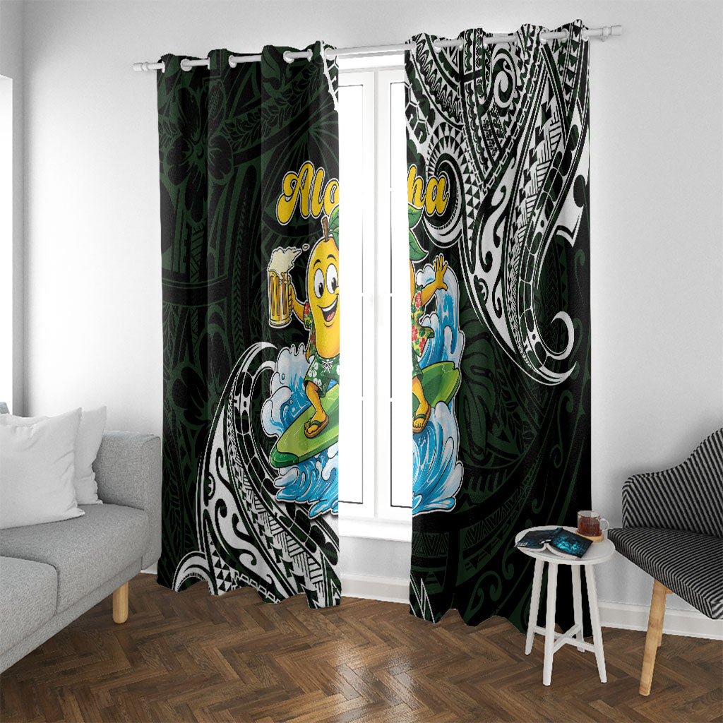 Aloha Hawaii Mango Surfing Window Curtain Polynesian Style