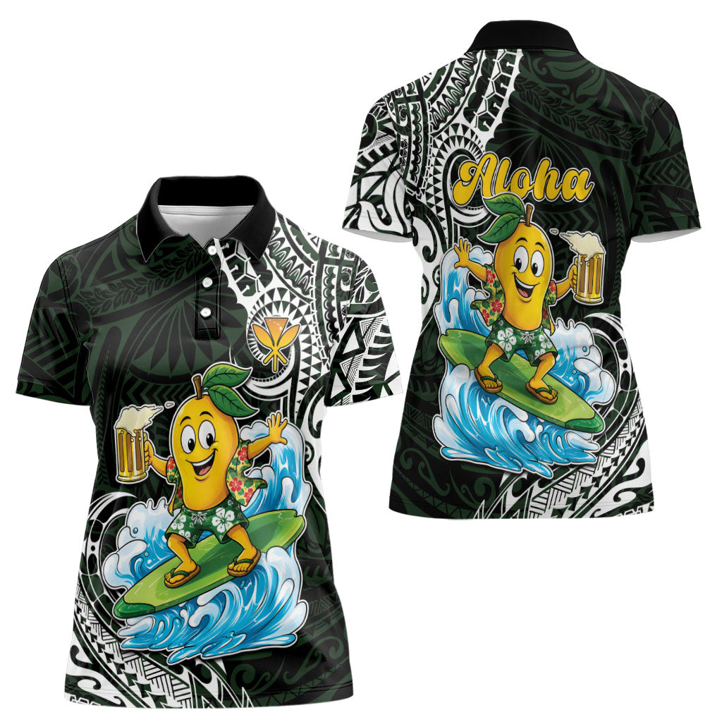 Aloha Hawaii Mango Surfing Women Polo Shirt Polynesian Style