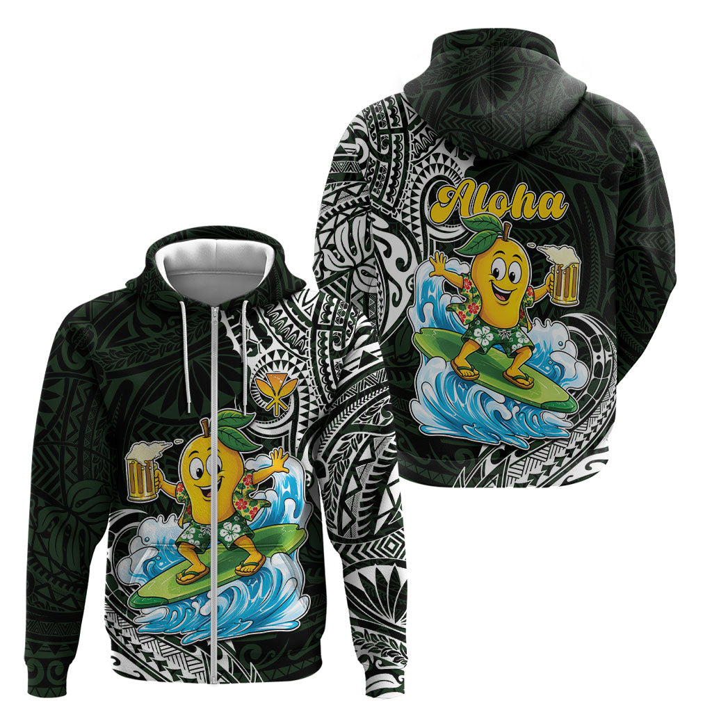 Aloha Hawaii Mango Surfing Zip Hoodie Polynesian Style