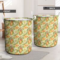 Vintage Hawaii Mango Laundry Basket Yellow Green Hawaiian Palaka