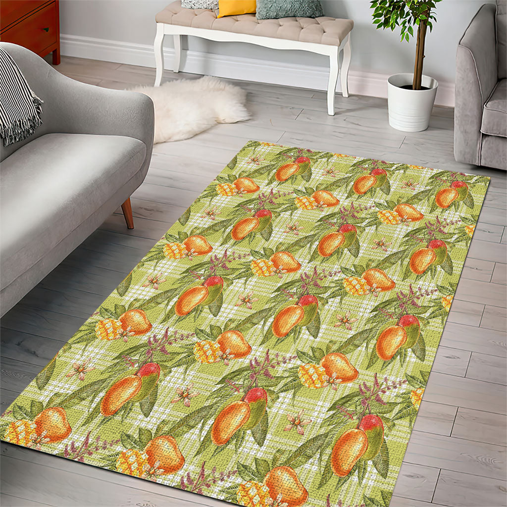 Vintage Hawaii Mango Area Rug Yellow Green Hawaiian Palaka