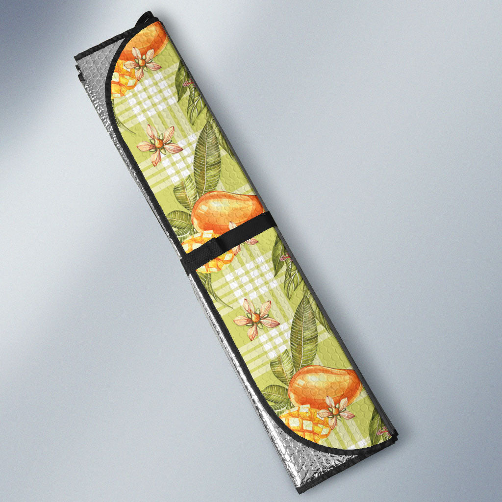 Vintage Hawaii Mango Auto Sun Shade Yellow Green Hawaiian Palaka