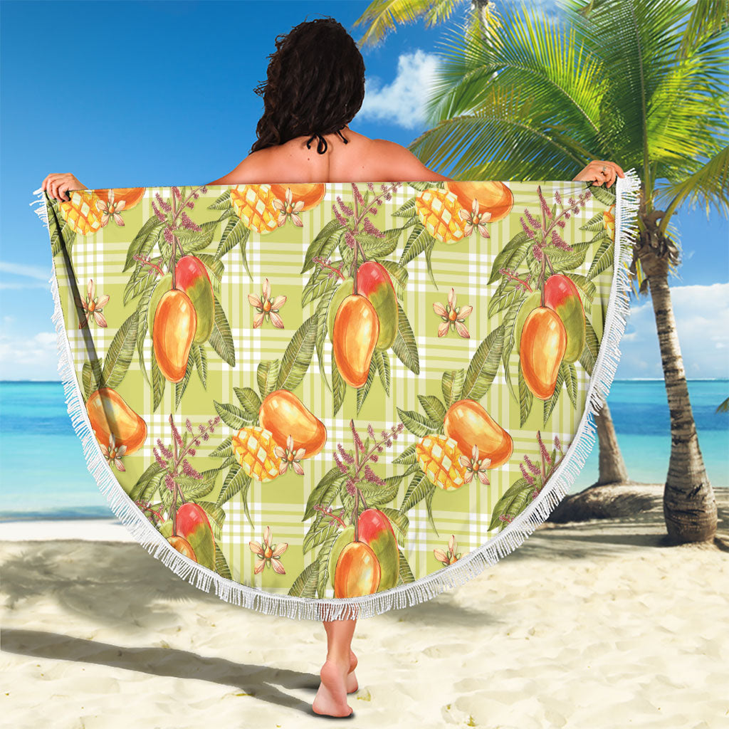 Vintage Hawaii Mango Beach Blanket Yellow Green Hawaiian Palaka