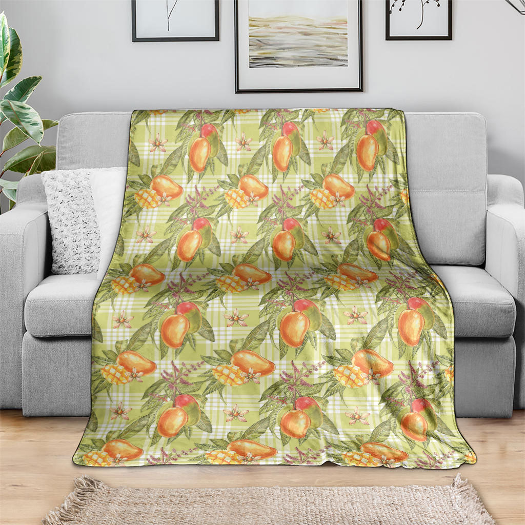 Vintage Hawaii Mango Blanket Yellow Green Hawaiian Palaka
