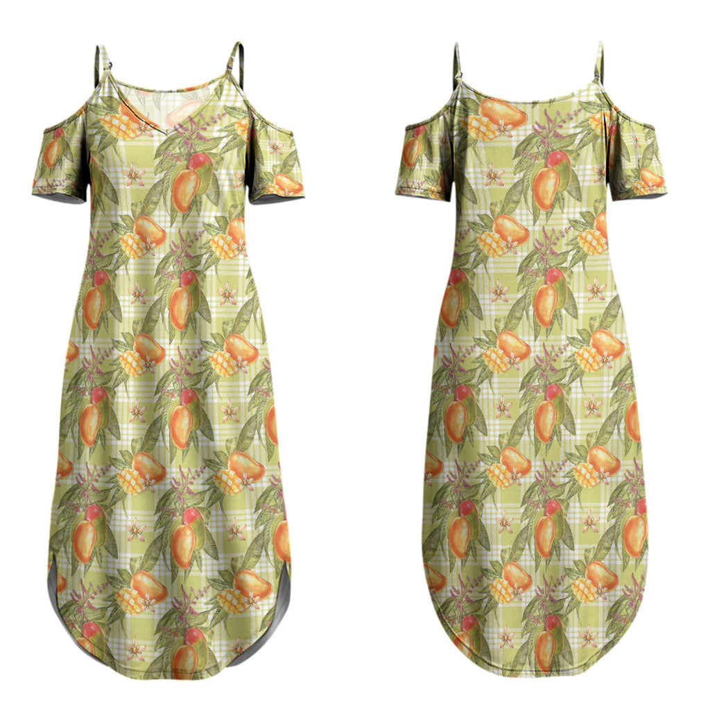Vintage Hawaii Mango Couples Matching Summer Maxi Dress and Long Sleeve Button Shirt Yellow Green Hawaiian Palaka