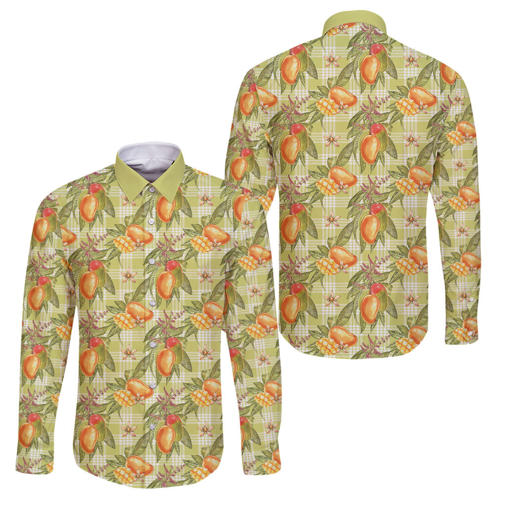 Vintage Hawaii Mango Family Matching Summer Maxi Dress and Hawaiian Shirt Yellow Green Hawaiian Palaka