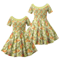 Vintage Hawaii Mango Family Matching Tank Maxi Dress and Hawaiian Shirt Yellow Green Hawaiian Palaka