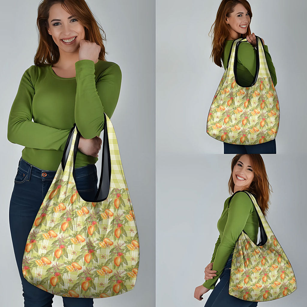 Vintage Hawaii Mango Grocery Bag Yellow Green Hawaiian Palaka