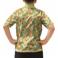 Vintage Hawaii Mango Kid Hawaiian Shirt Yellow Green Hawaiian Palaka